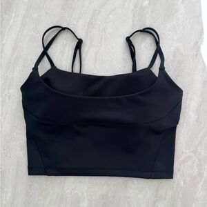Black Alo sports top with ribbed bra detail